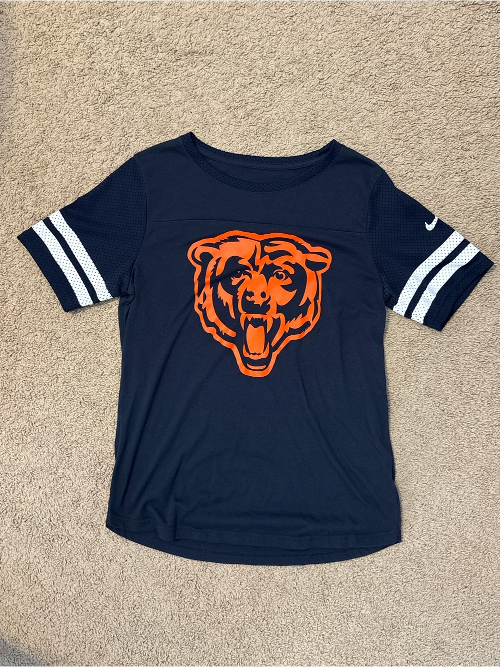 NFL Navy Short Sleeve Tee with Orange Bear Logo